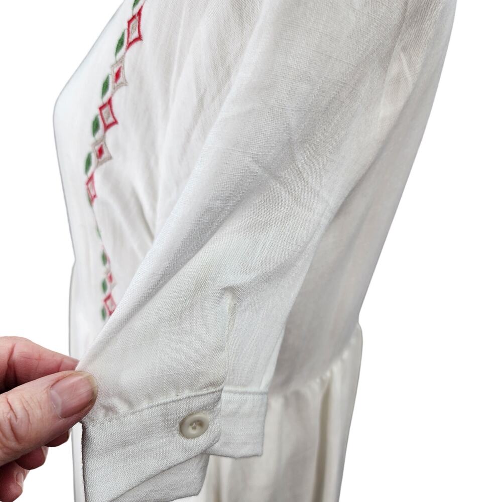Orange Creek Dress Women L White Embroidered Boho Hippie Festival Side Seam Flaw - Picture 5 of 15